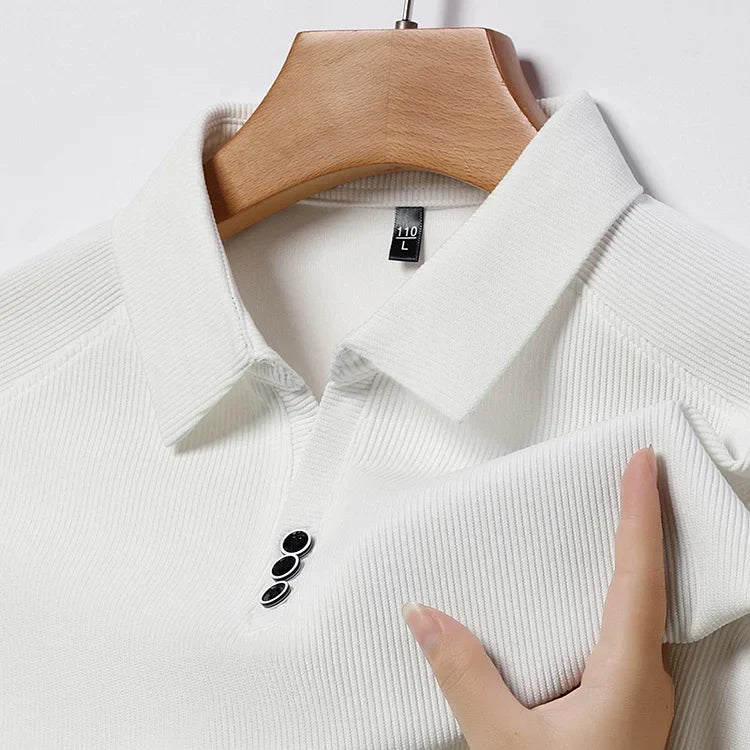 Men’s Premium Ribbed Polo – Soft Knit Texture
