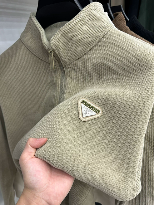 Modern Streetwear with Ridge Detailing – Quarter-Zip Pullover Polo T-Shirt