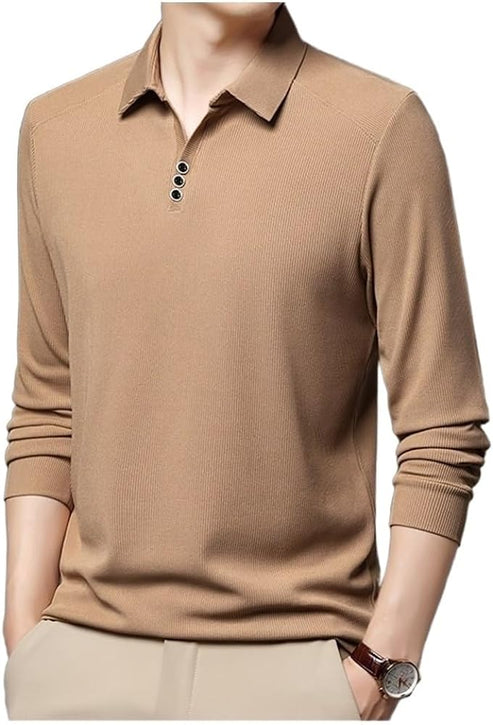 Men’s Premium Ribbed Polo – Soft Knit Texture