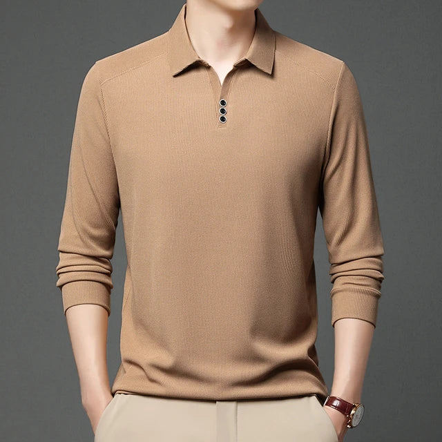 Men’s Premium Ribbed Polo – Soft Knit Texture
