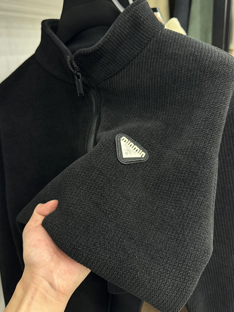 Modern Streetwear with Ridge Detailing – Quarter-Zip Pullover Polo T-Shirt