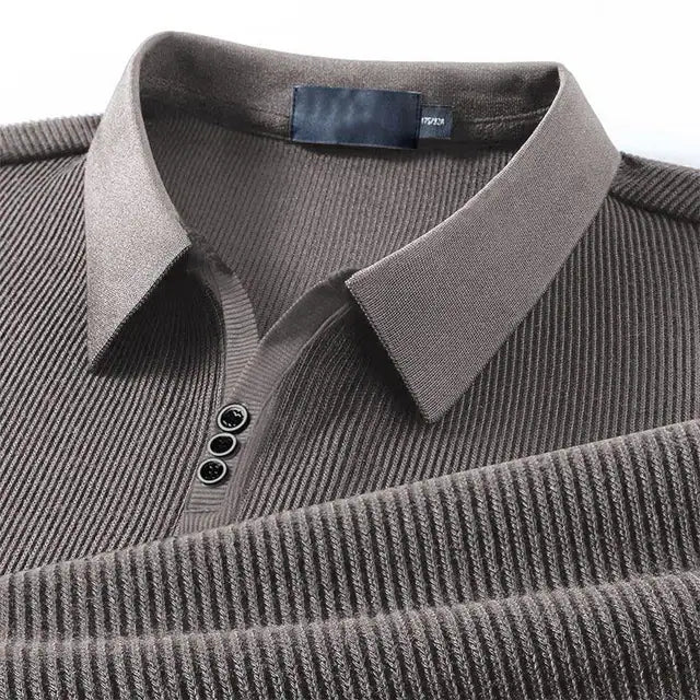 Men’s Premium Ribbed Polo – Soft Knit Texture