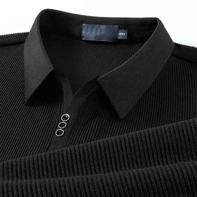 Men’s Premium Ribbed Polo – Soft Knit Texture