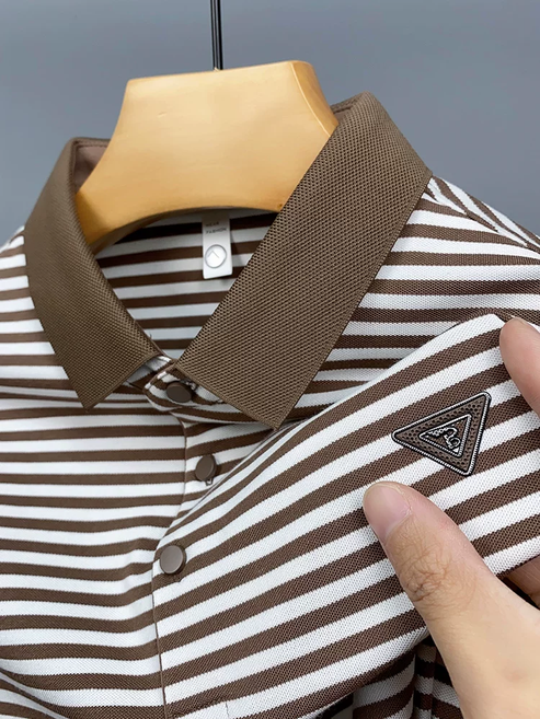 Stratos Crest Linear Men's Polo T-Shirt