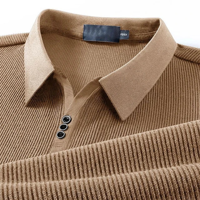 Men’s Premium Ribbed Polo – Soft Knit Texture