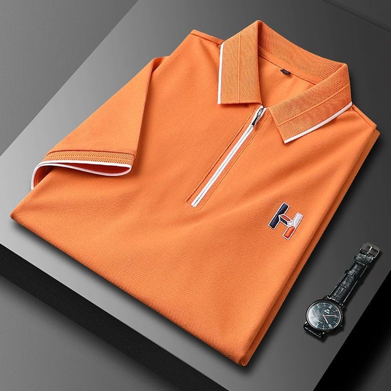 Zip Polo T-Shirt with Contrast Piping – Bold Style with Premium Finish