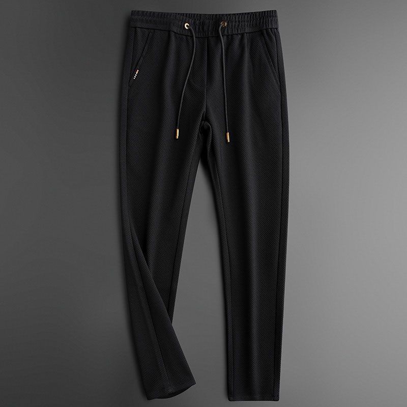 Ivory Luxe Full-Length Drawstring Pants with Designer-Inspired Check Detail & Horse Accent