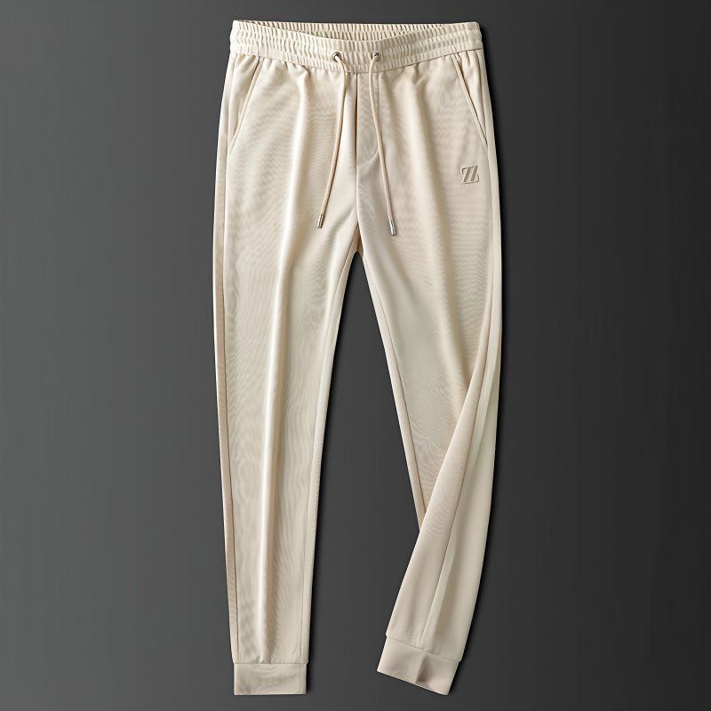 Ivory Luxe Full-Length Drawstring Pants with Designer-Inspired Check Detail
