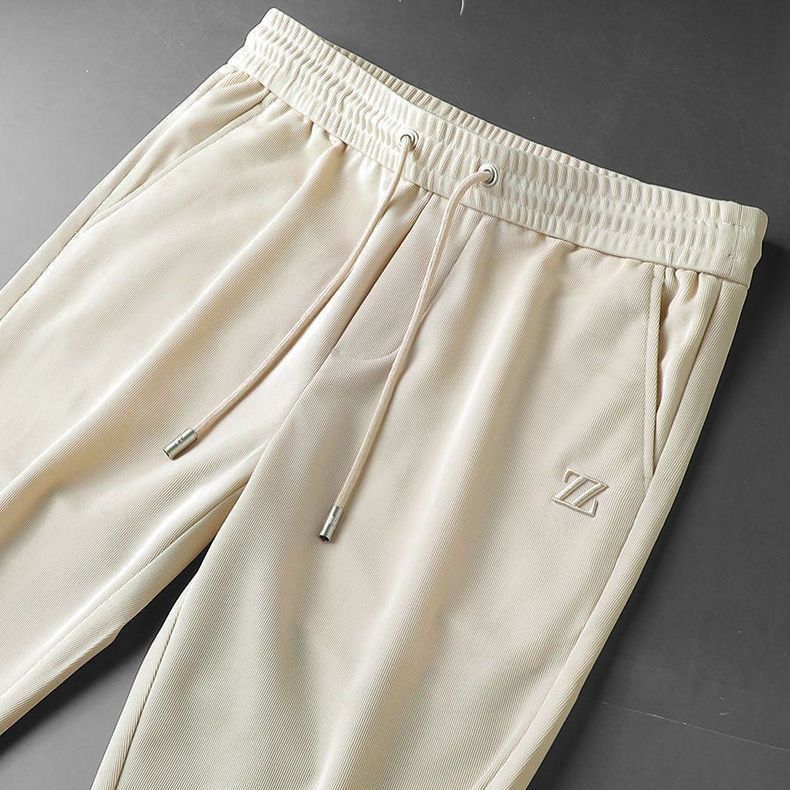 Ivory Luxe Full-Length Drawstring Pants with Designer-Inspired Check Detail