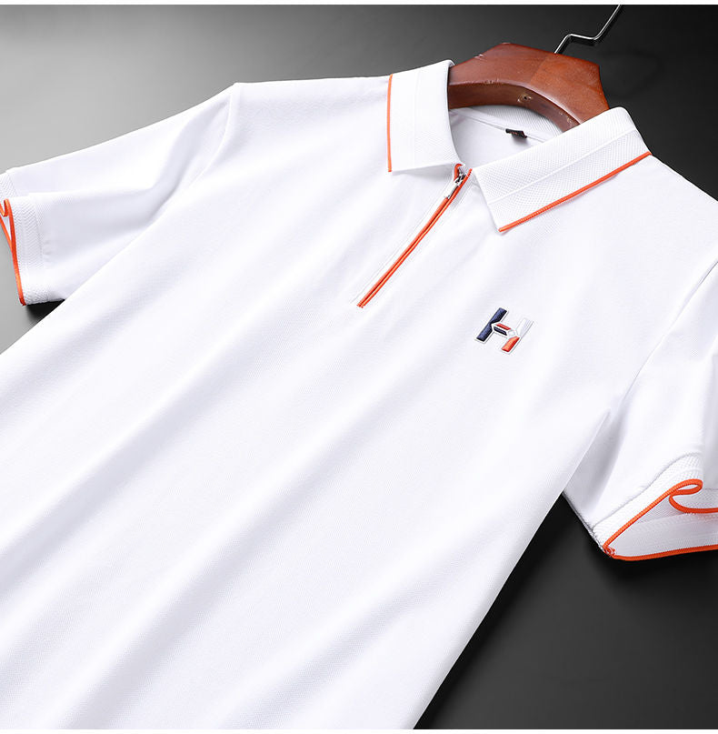 Zip Polo T-Shirt with Contrast Piping – Bold Style with Premium Finish